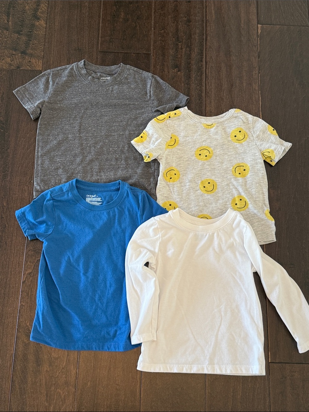 Boys Bundle Short-Sleeve Tee Set with Smiley Print - Gray, Blue, White, Yellow